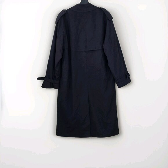 VTG London Fog Long Trench Coat 40R Men Navy Detach Lining Retro Grunge NO BELT - Picture 2 of 16